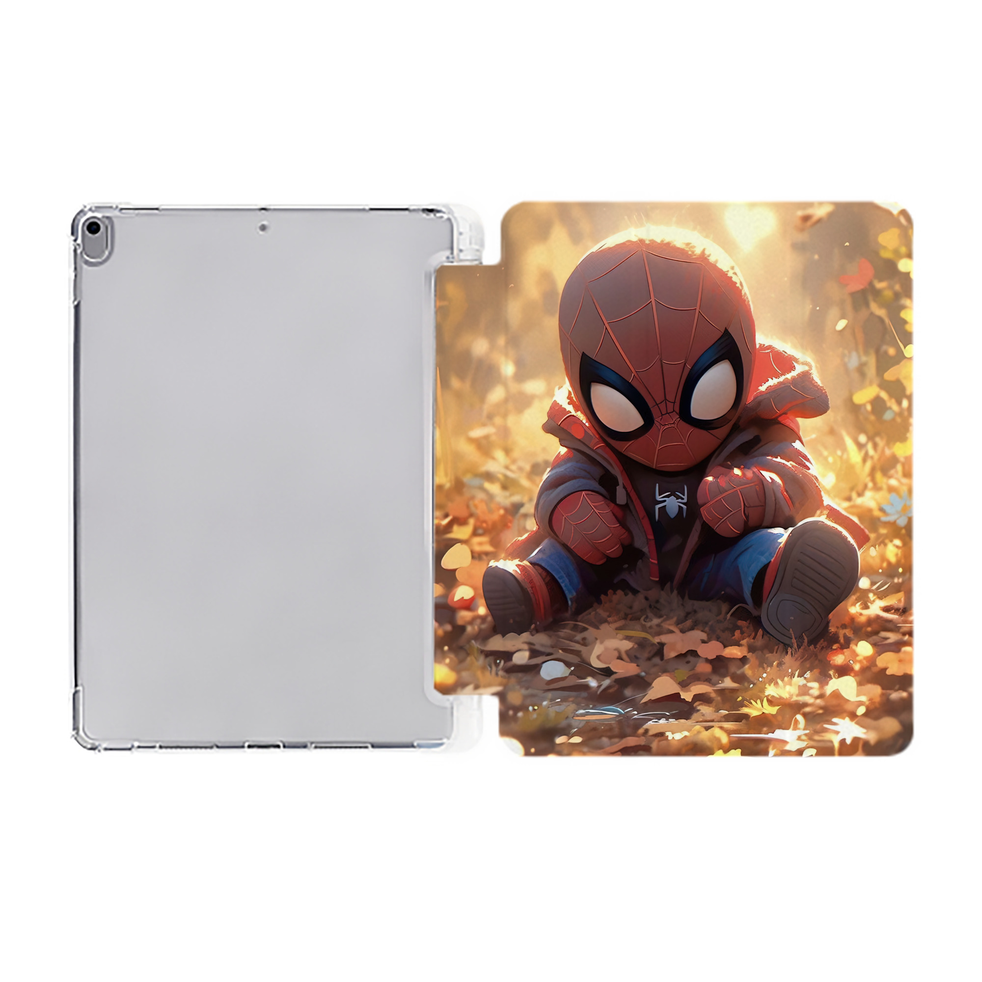 （画像用） Spider Man スパイダーマン IPad ケース ペン収納付き 三つ折りスタンド PUレザー×シリコン 対応機種9.5/10.5/10.9インチ